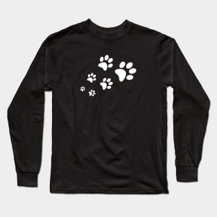 Paws Cats Dogs Cute Vegan Animal Love Gift White Walking Long Sleeve T-Shirt